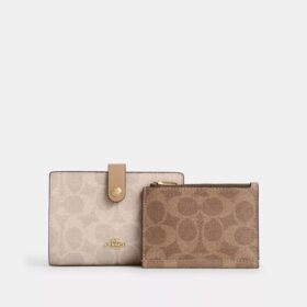 2-in-1-portemonnee van Signature Canvas met blokpatroon
