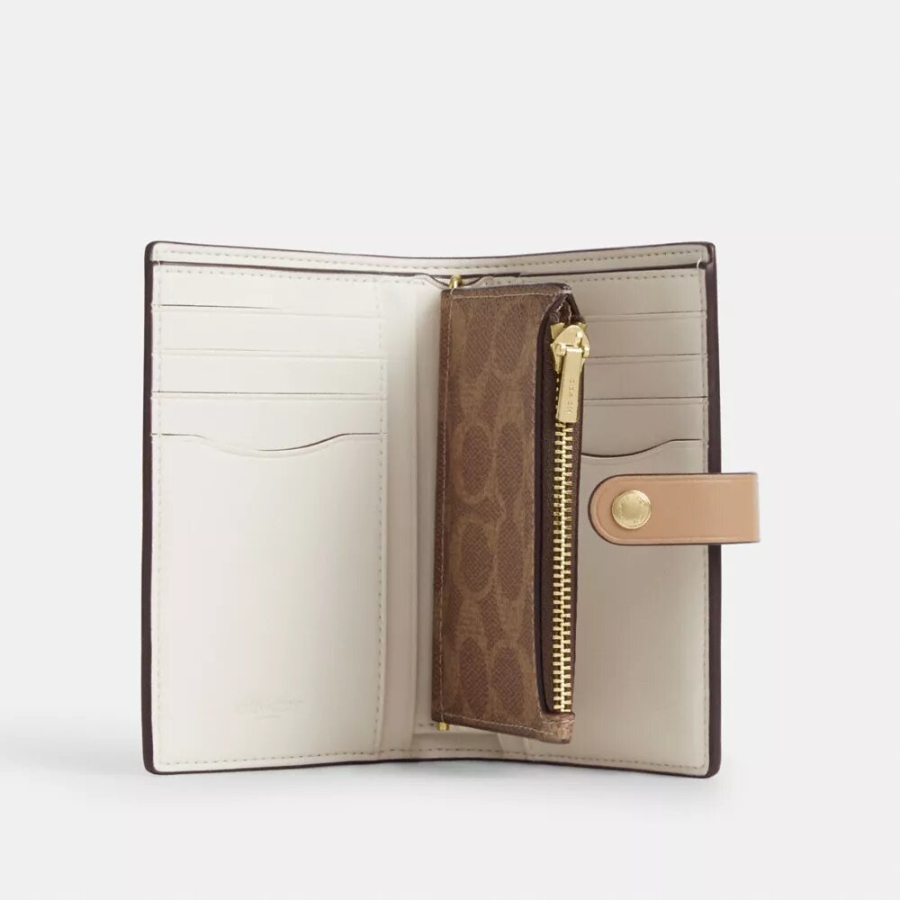 2-in-1-portemonnee van Signature Canvas met blokpatroon
