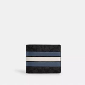 3-in-1-portemonnee van Signature Canvas met Varsity-streep