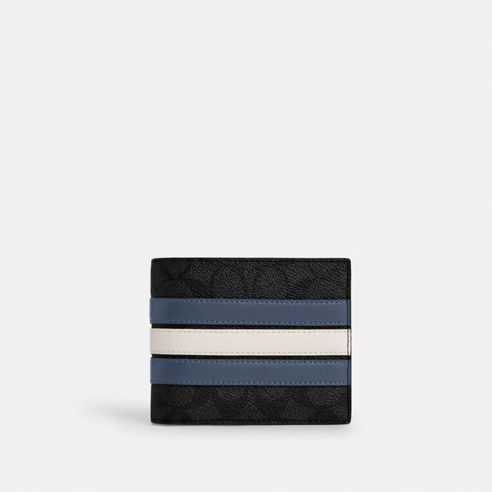 3-in-1-portemonnee van Signature Canvas met Varsity-streep