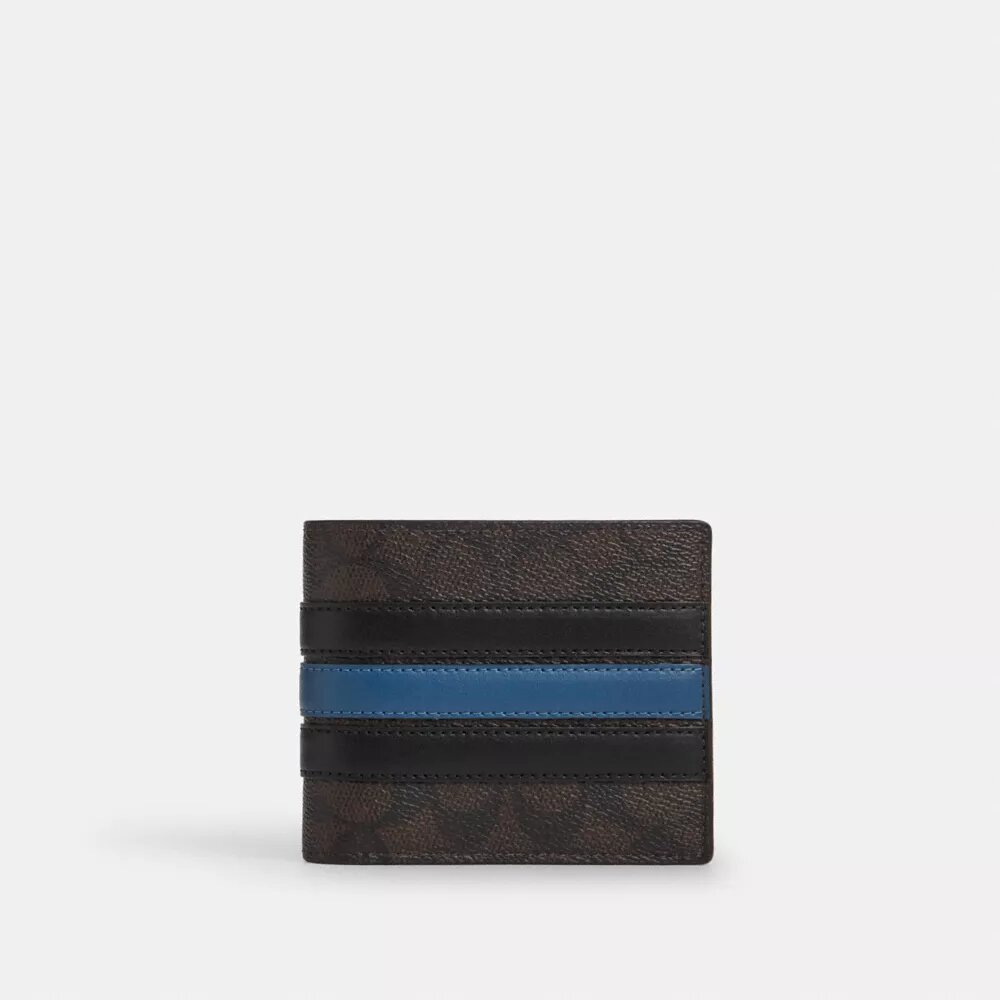 3-in-1-portemonnee van Signature Canvas met Varsity-streep