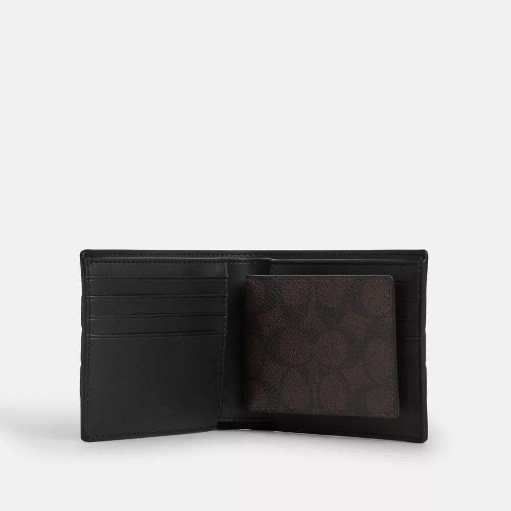 3-in-1-portemonnee van Signature Canvas met Varsity-streep
