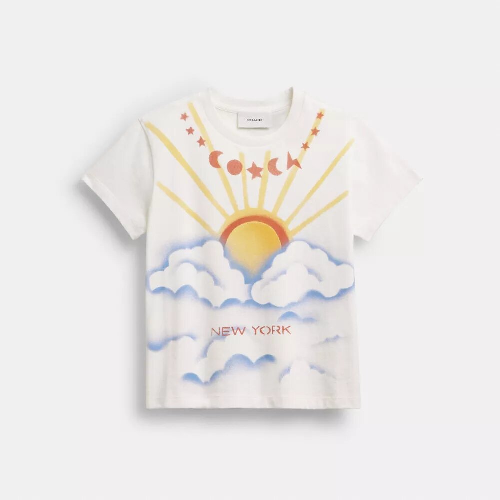Airbrush T-shirt in 90's-pasvorm van biologisch katoen