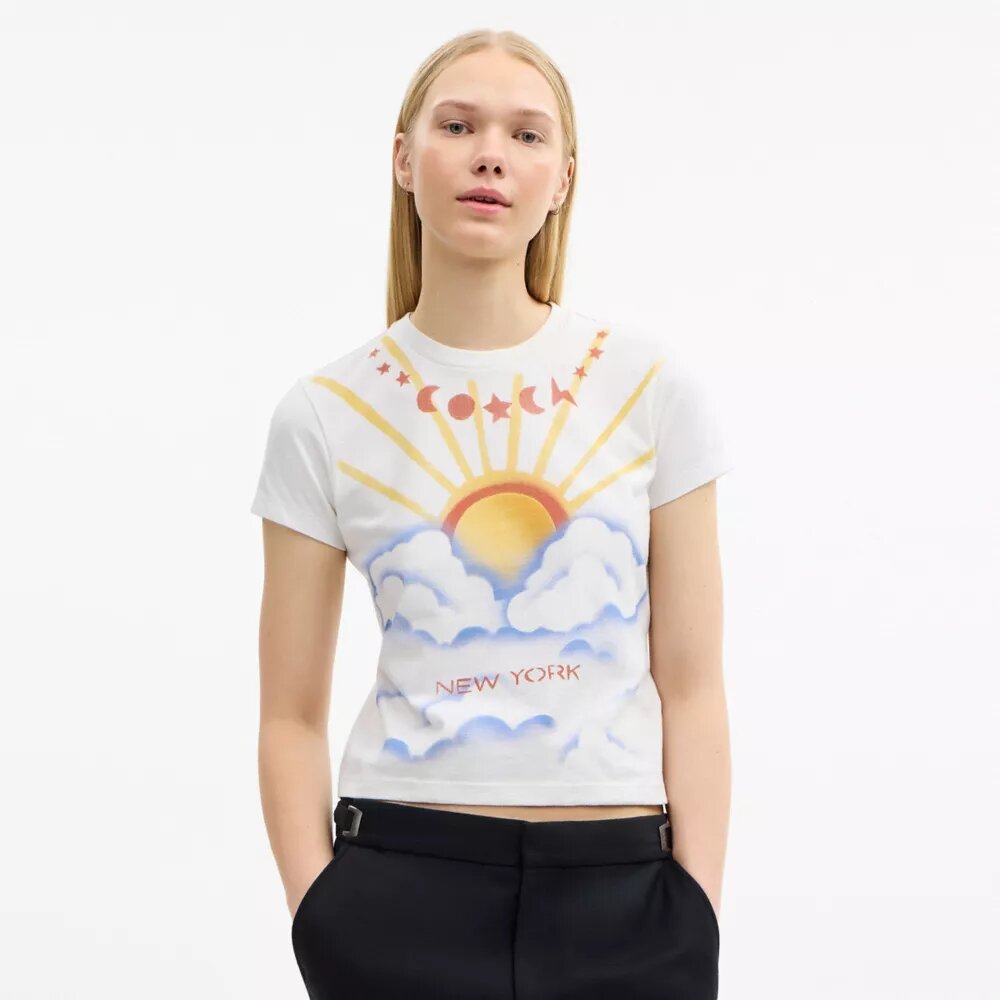 Airbrush T-shirt in 90's-pasvorm van biologisch katoen