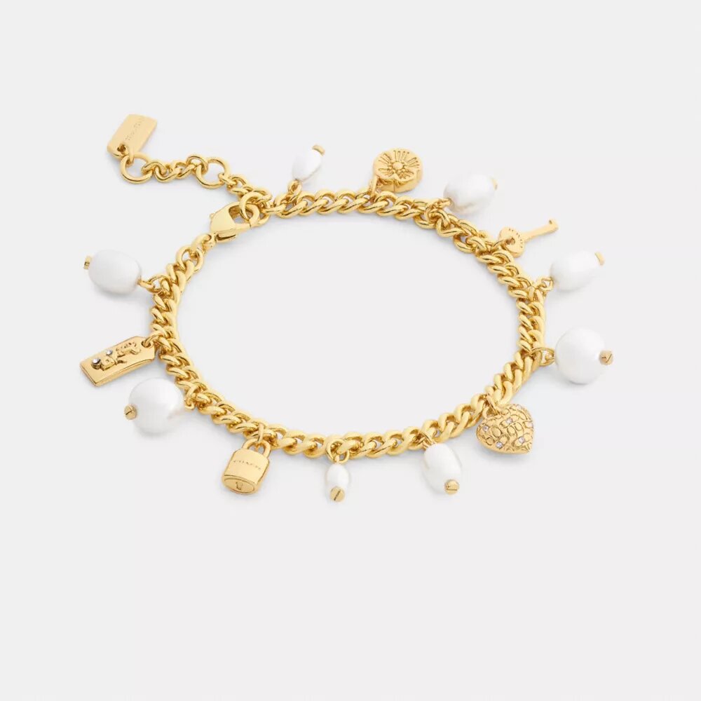 Armband met parel- en hartbedels
