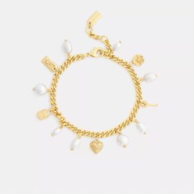 Armband met parel- en hartbedels