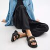 Bandsandalen met dubbele band in kenmerkend jacquard