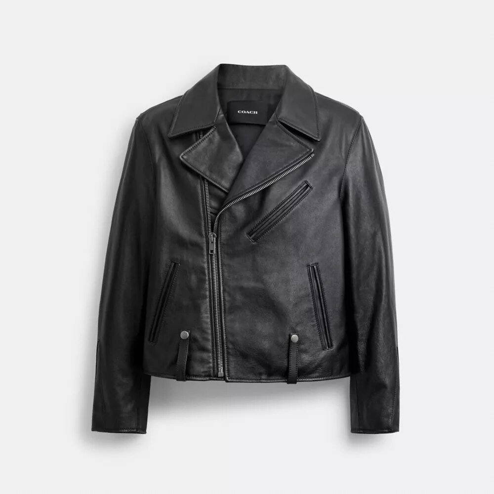 Bikerjas van gekrompen leer