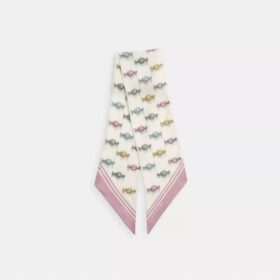 Brede smalle zijden sjaal met 'Wrapped Candies'-print