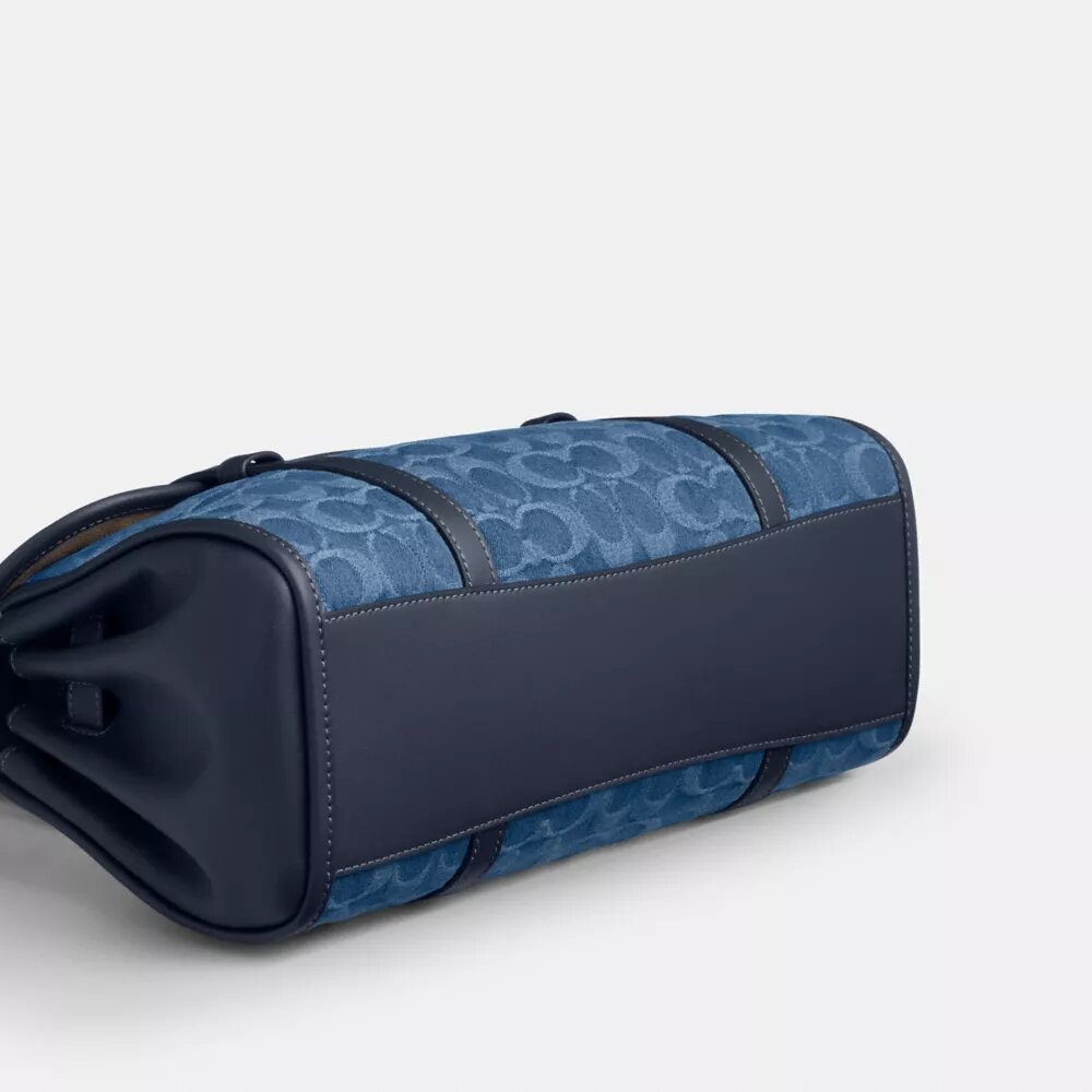 Bridget-schoudertas met klep in kenmerkend denim