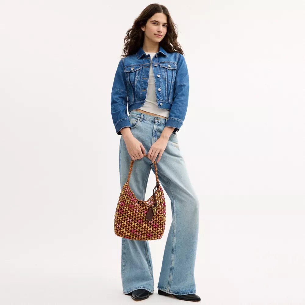 Brooklyn-schoudertas 28 met houten kralen