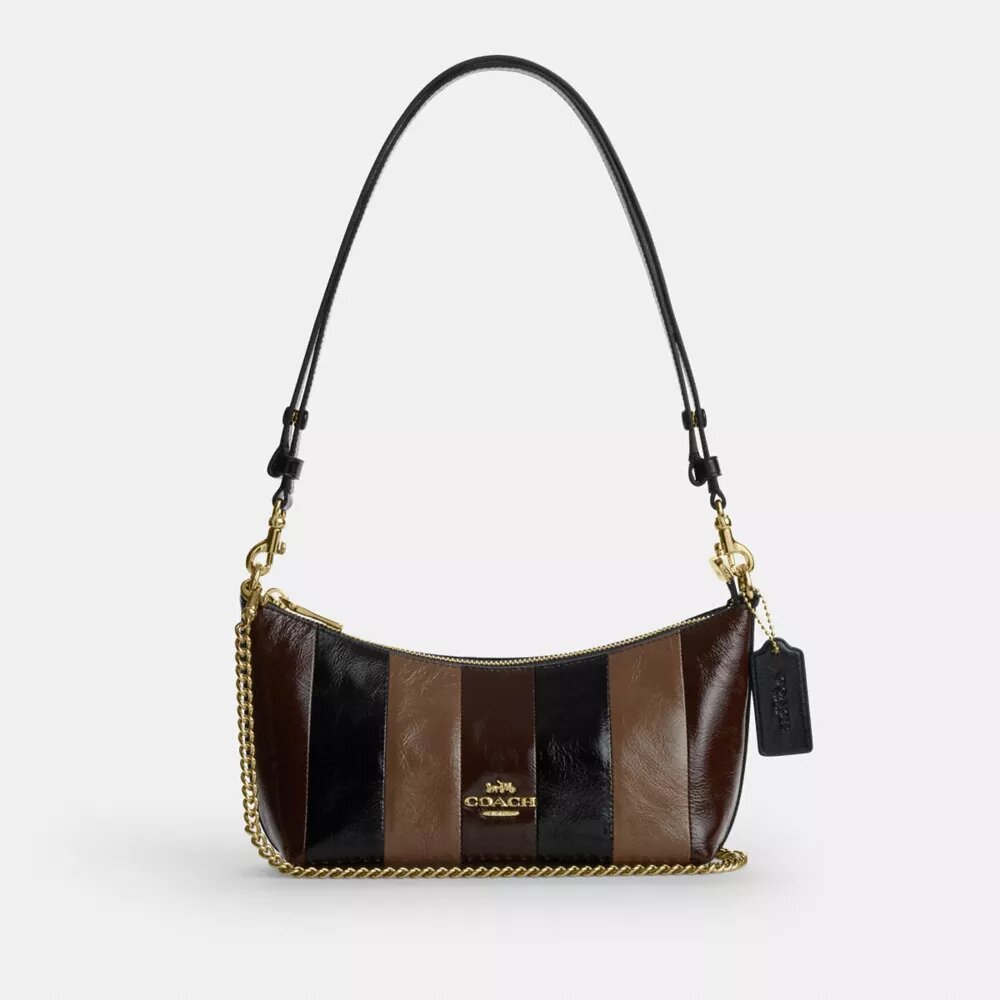 Caitlin-schoudertas met gestreept patchwork