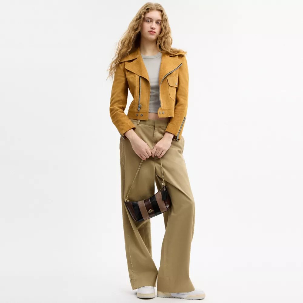 Caitlin-schoudertas met gestreept patchwork