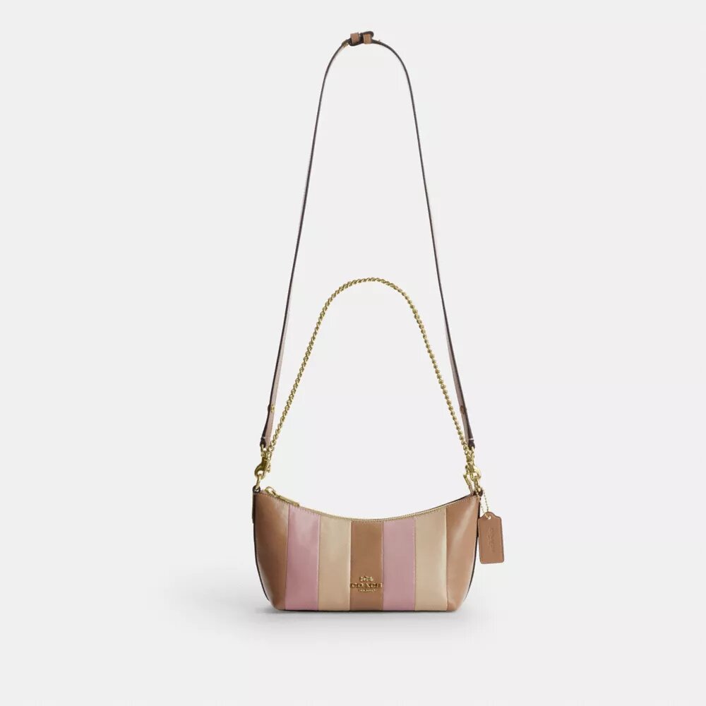 Caitlin-schoudertas met gestreept patchwork