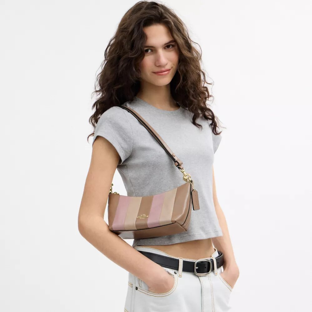 Caitlin-schoudertas met gestreept patchwork