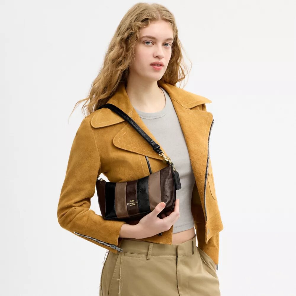 Caitlin-schoudertas met gestreept patchwork