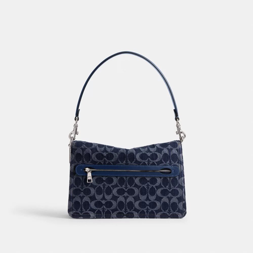 Chain Tabby-schoudertas in kenmerkend denim