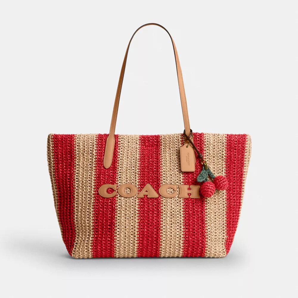 City Tote Bag met strepen en bedels