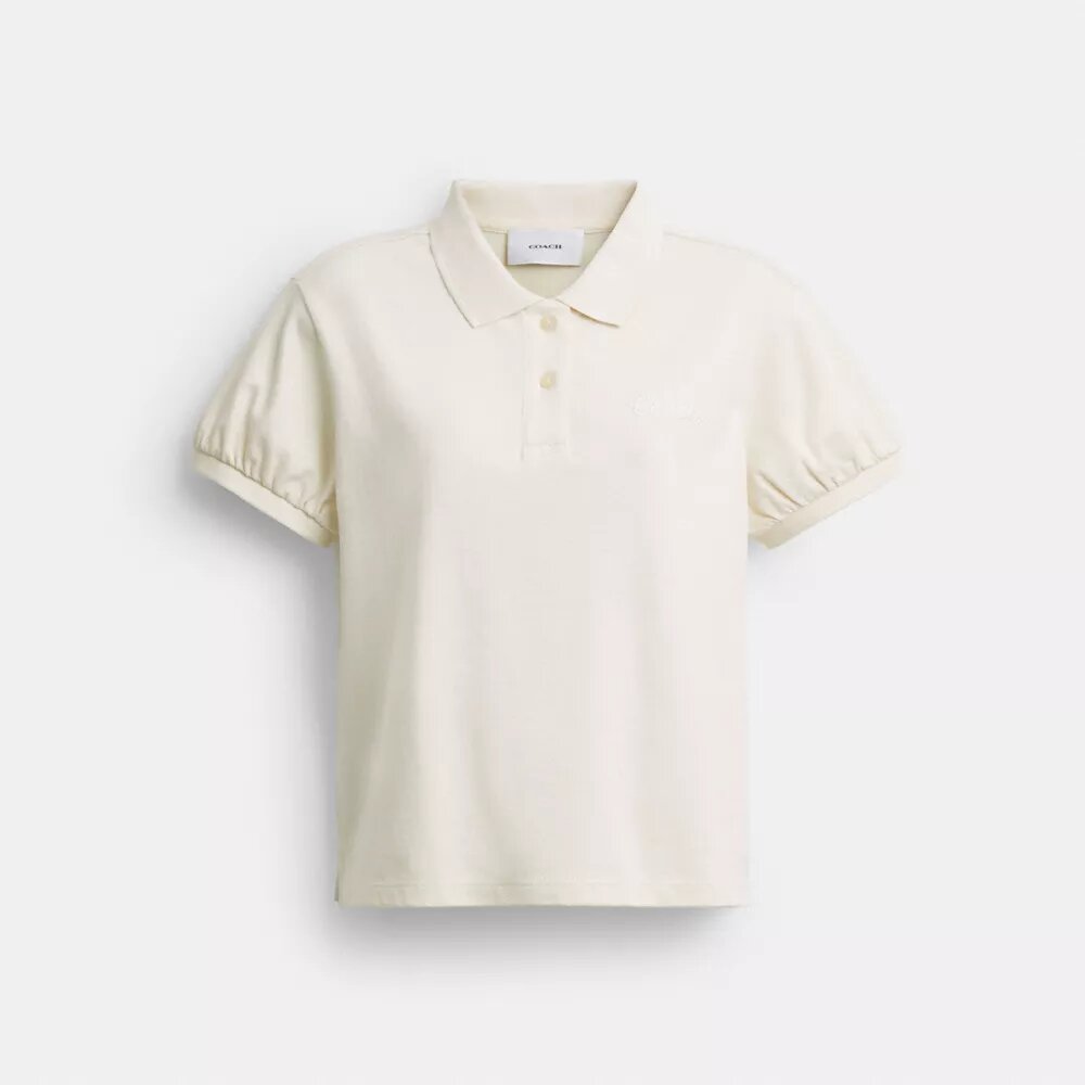 Coach Script-poloshirt met gekrompen pasvorm van biologisch katoen