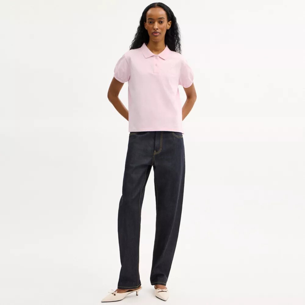 Coach Script-poloshirt met gekrompen pasvorm van biologisch katoen