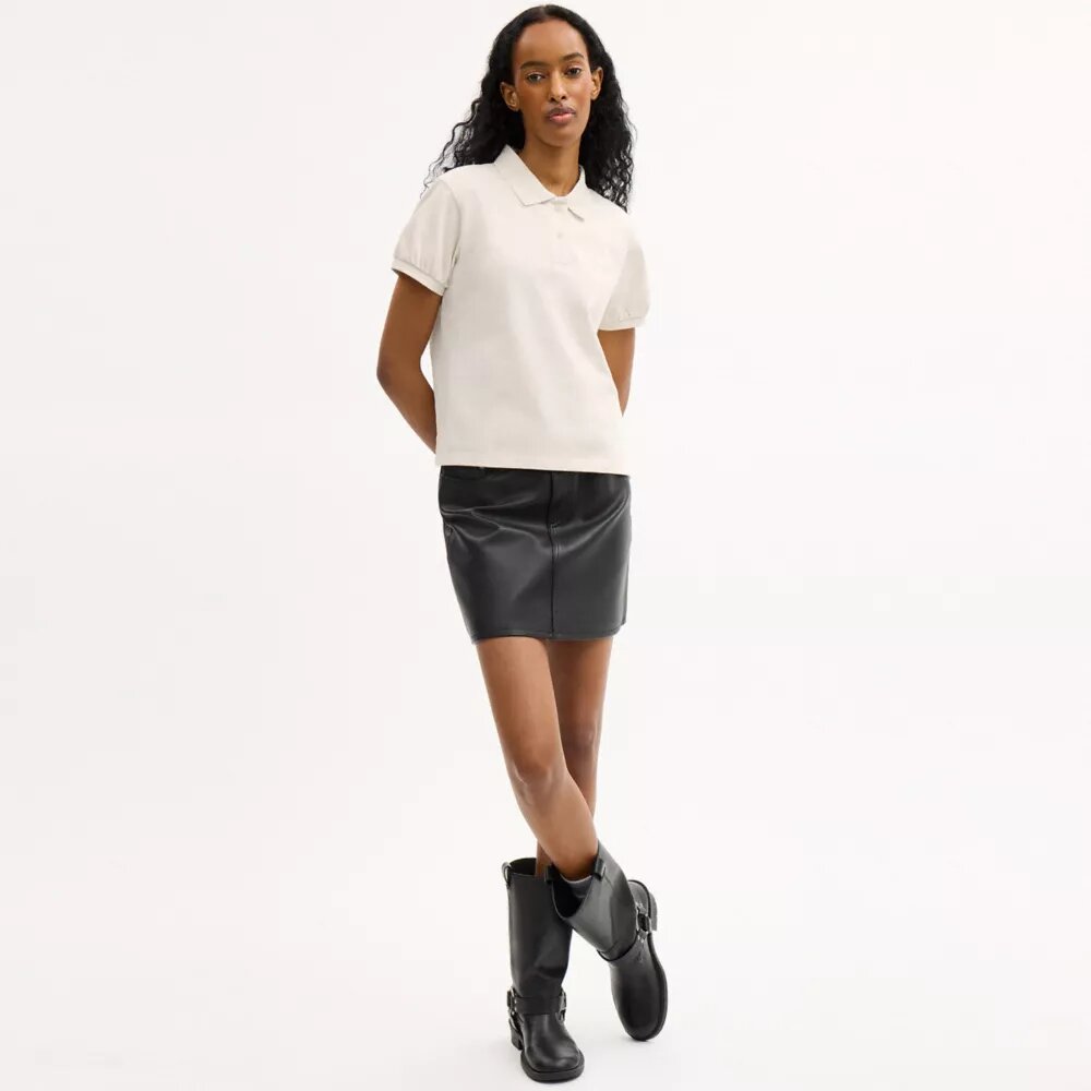Coach Script-poloshirt met gekrompen pasvorm van biologisch katoen