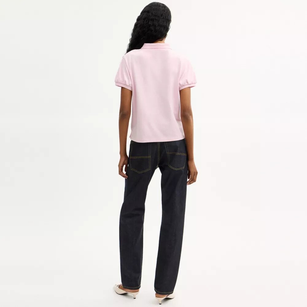 Coach Script-poloshirt met gekrompen pasvorm van biologisch katoen
