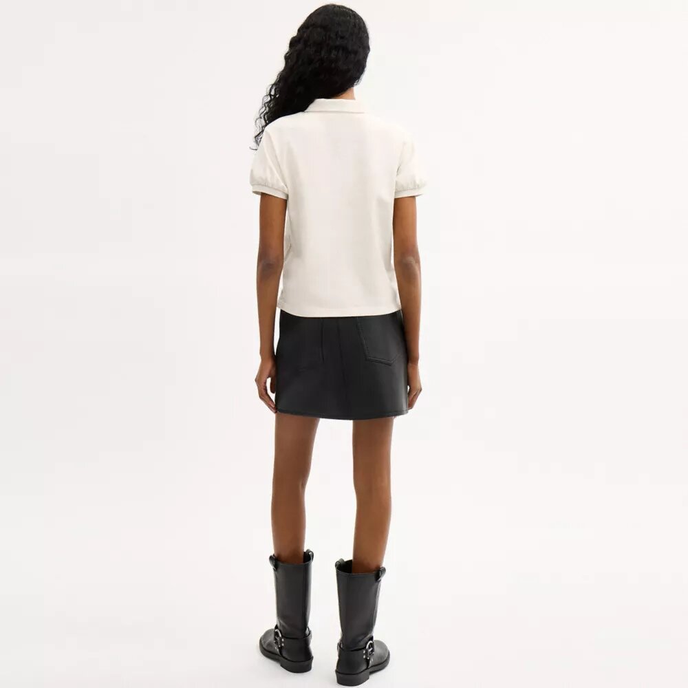 Coach Script-poloshirt met gekrompen pasvorm van biologisch katoen