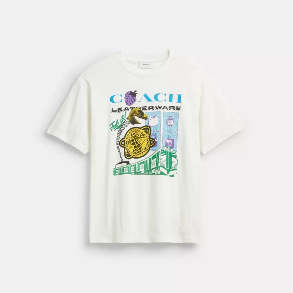 Collage Train T-shirt met relaxte pasvorm van biologisch katoen
