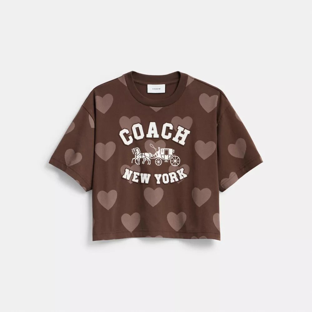 Cropped T-shirt met hartjesprint van Horse and Carriage, van biologisch katoen