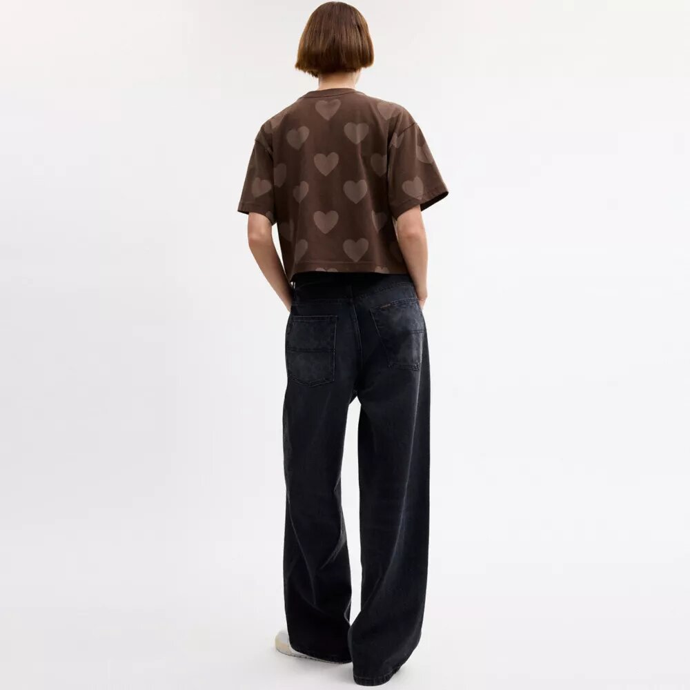 Cropped T-shirt met hartjesprint van Horse and Carriage, van biologisch katoen