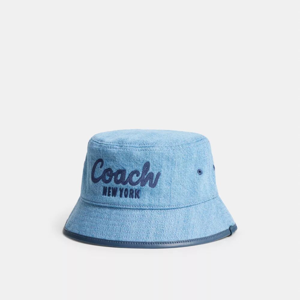 Denim buckethoed met geborduurd Coach-logo