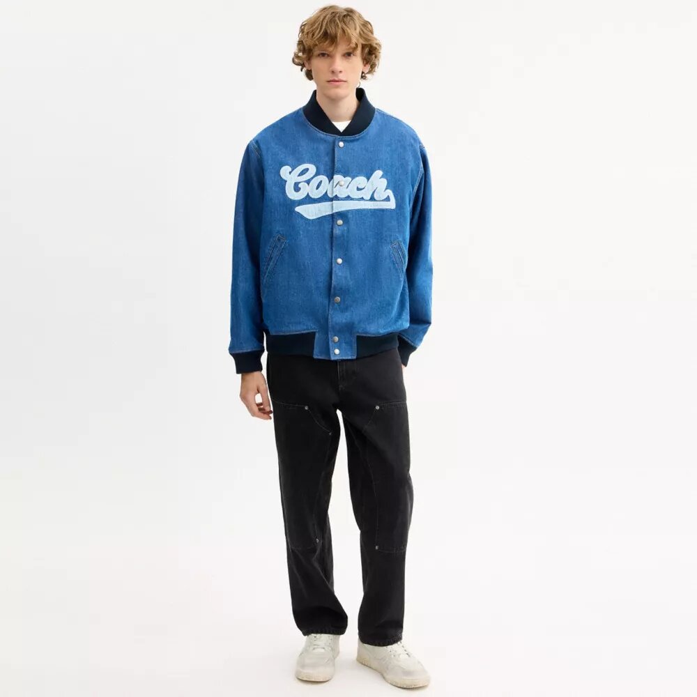 Denim varsity-jasje van biologisch katoen