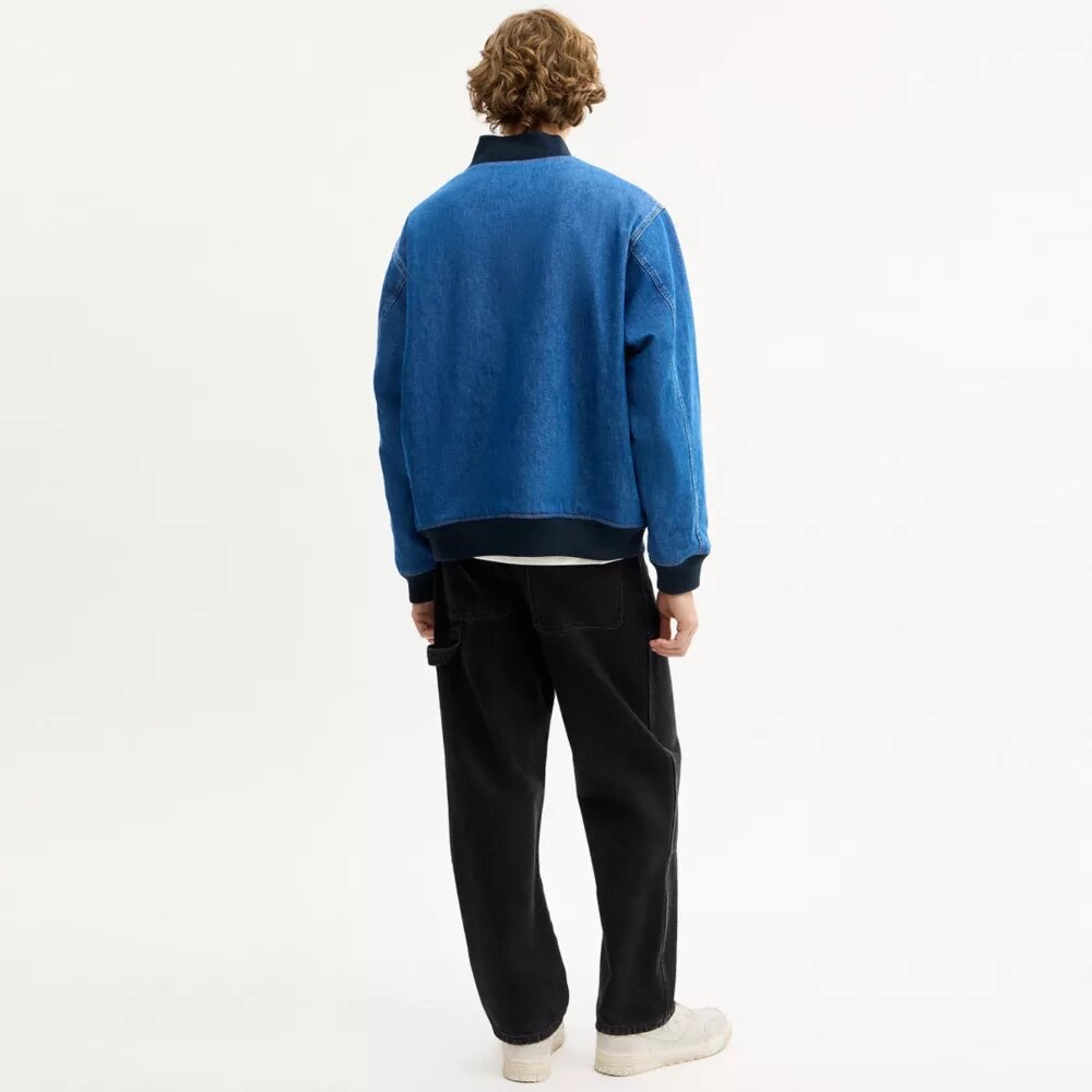 Denim varsity-jasje van biologisch katoen