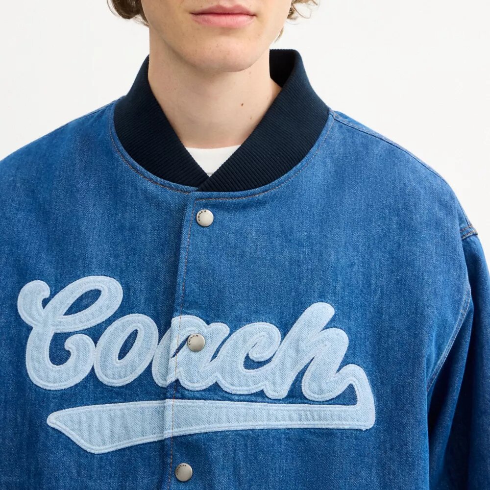 Denim varsity-jasje van biologisch katoen
