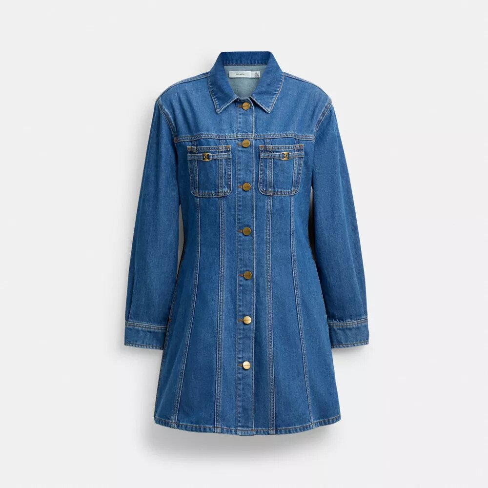 Denimjurk met lange mouwen van biologisch katoen