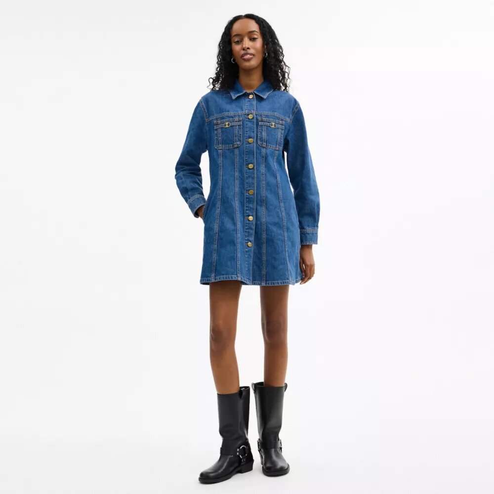 Denimjurk met lange mouwen van biologisch katoen