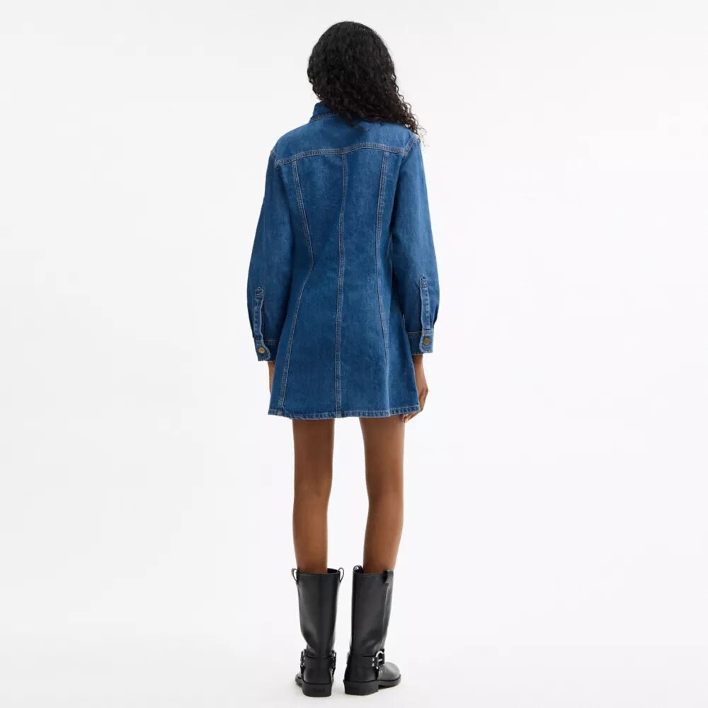 Denimjurk met lange mouwen van biologisch katoen