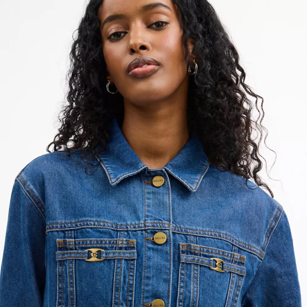 Denimjurk met lange mouwen van biologisch katoen