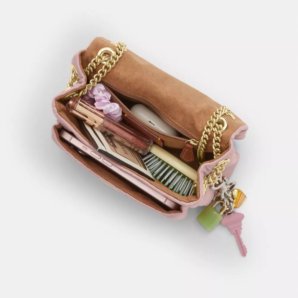 Elodie-crossbodytas 18 in 'Loved Denim' met doorgestikt patroon