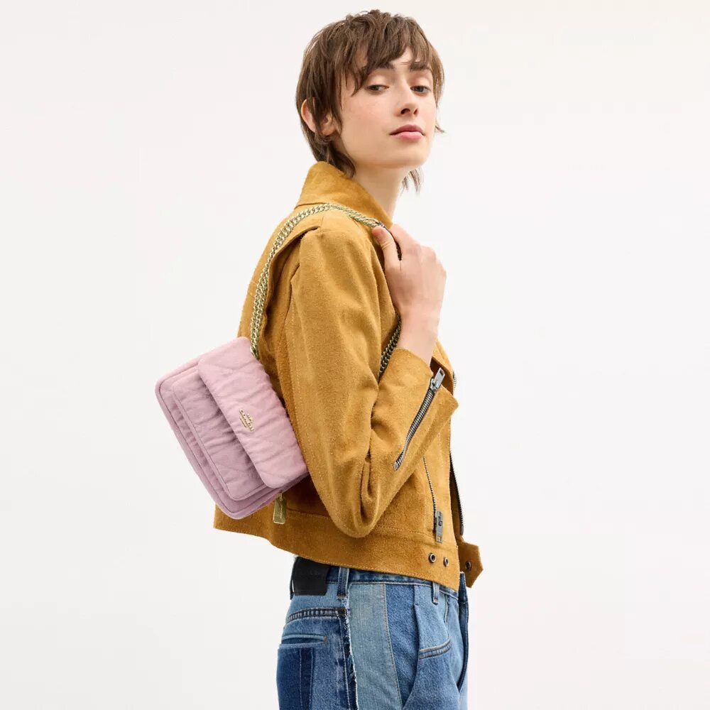 Elodie-crossbodytas 18 in 'Loved Denim' met doorgestikt patroon