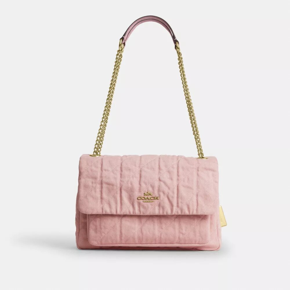 Elodie-crossbodytas in ‘Loved Denim’ met doorgestikt patroon