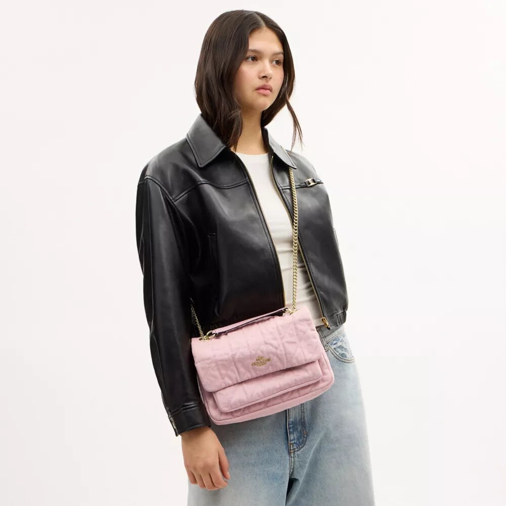Elodie-crossbodytas in ‘Loved Denim’ met doorgestikt patroon