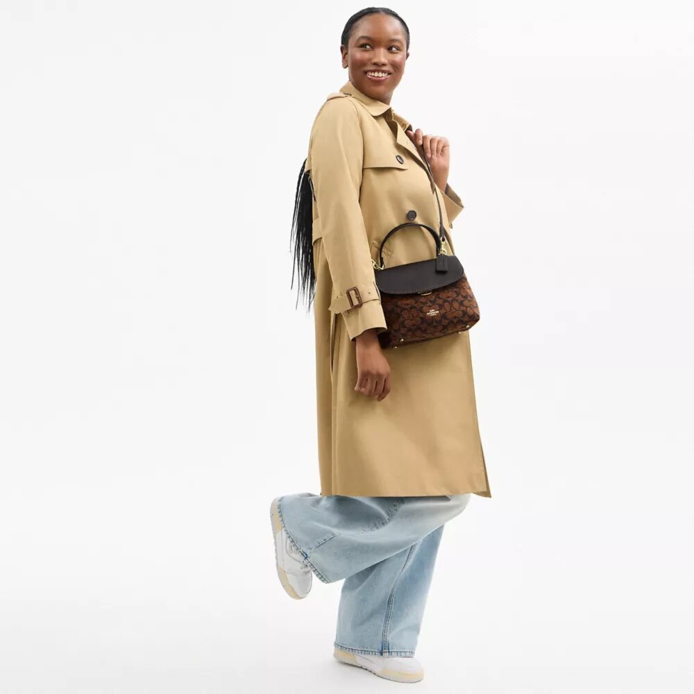 Emory-tas met handvatten in kenmerkende chenille