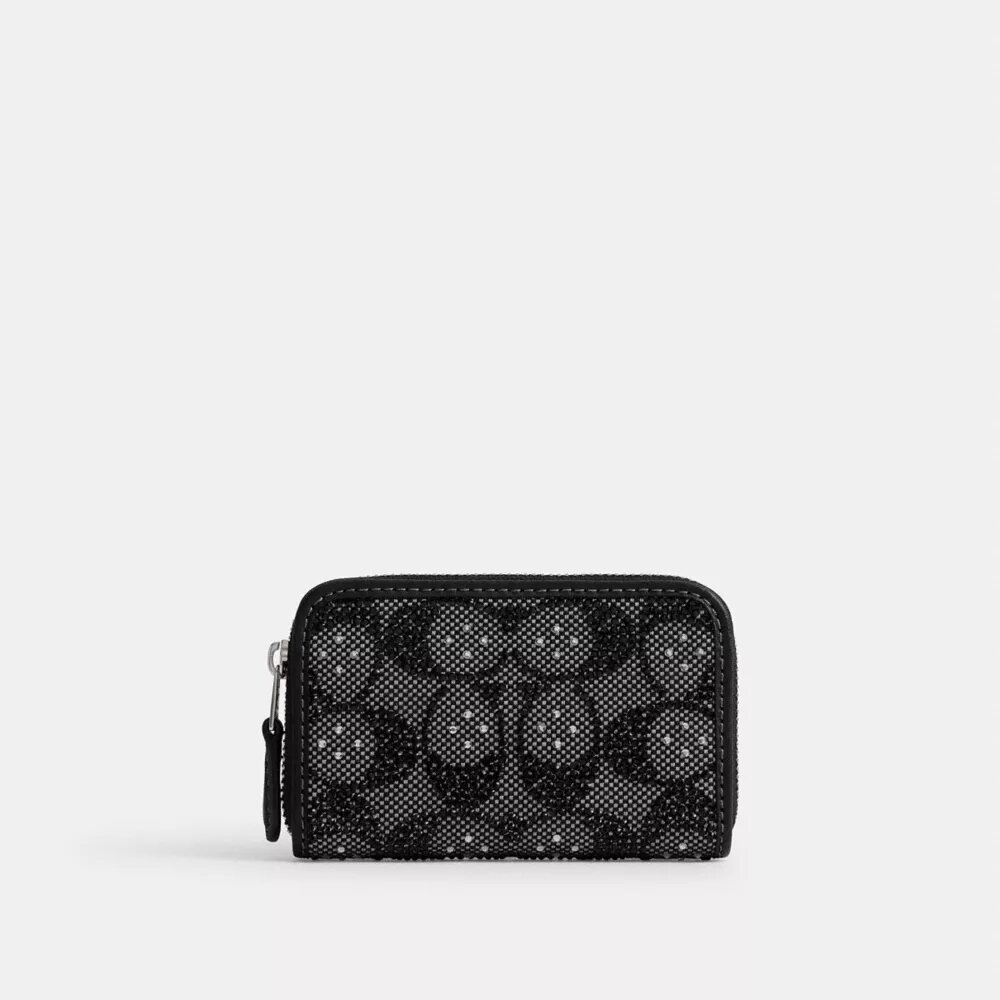 Essential klein kaartenetui met rits rondom in Crystal Signature-jacquard
