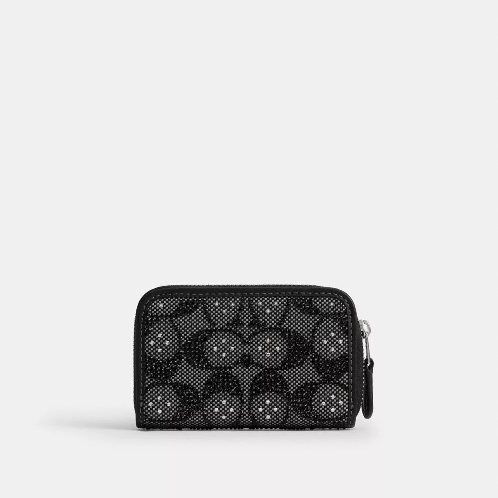 Essential klein kaartenetui met rits rondom in Crystal Signature-jacquard