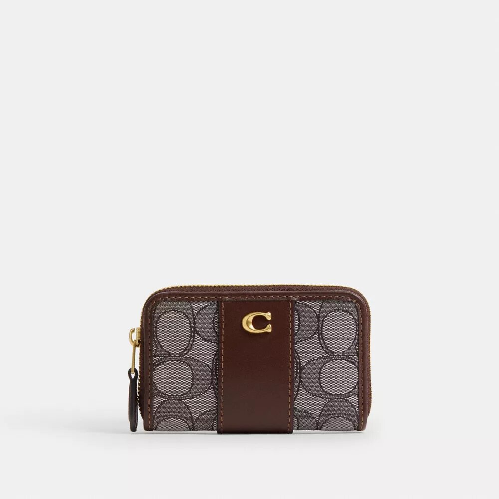 Essentiële kleine kaartenhouder met rits rondom in kenmerkend jacquard
