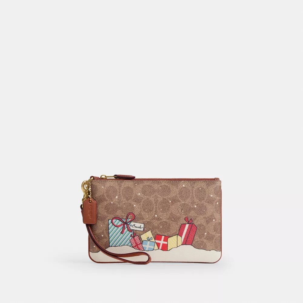Essentiële kleine polbandtasje van Signature Canvas met kerstcadeaus