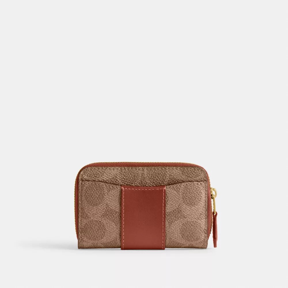 Essentiële kleine portemonnee met rits rondom in Signature Canvas