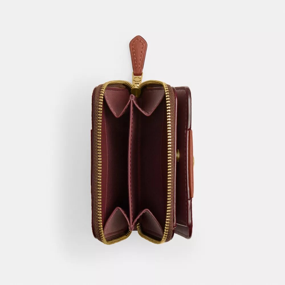 Essentiële portemonnee in Signature Canvas met kleurblokken