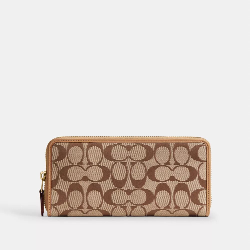 Essentiële slanke accordeonportemonnee met ritssluiting in kenmerkend jacquard